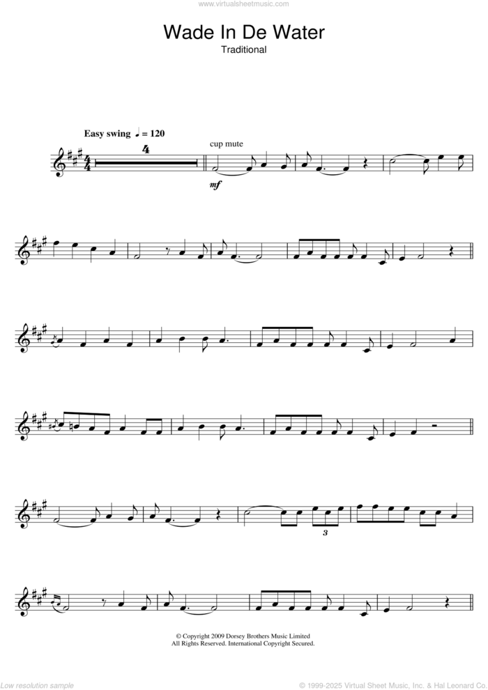 Wade In The Water sheet music for trumpet solo by The Staple Singers and Miscellaneous, intermediate skill level