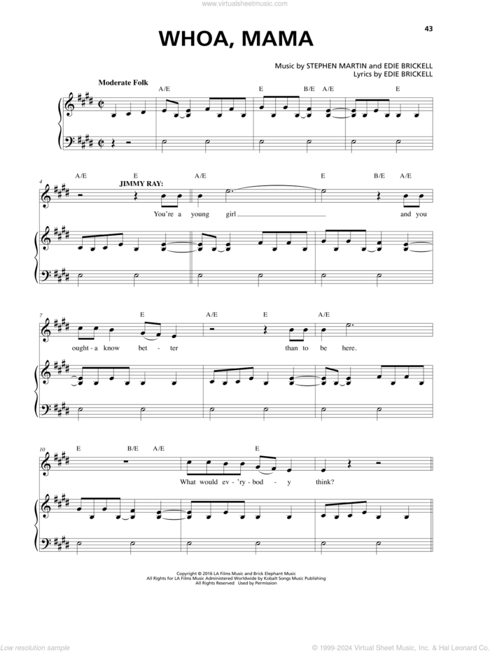 Whoa, Mama sheet music for voice and piano by Edie Brickell, Stephen Martin and Stephen Martin & Edie Brickell, intermediate skill level