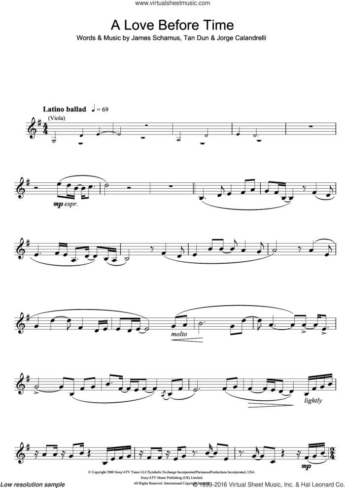 A Love Before Time (from Crouching Tiger, Hidden Dragon) sheet music for clarinet solo by Coco Lee, James Schamus, Jorge Calandrelli and Tan Dun, intermediate skill level