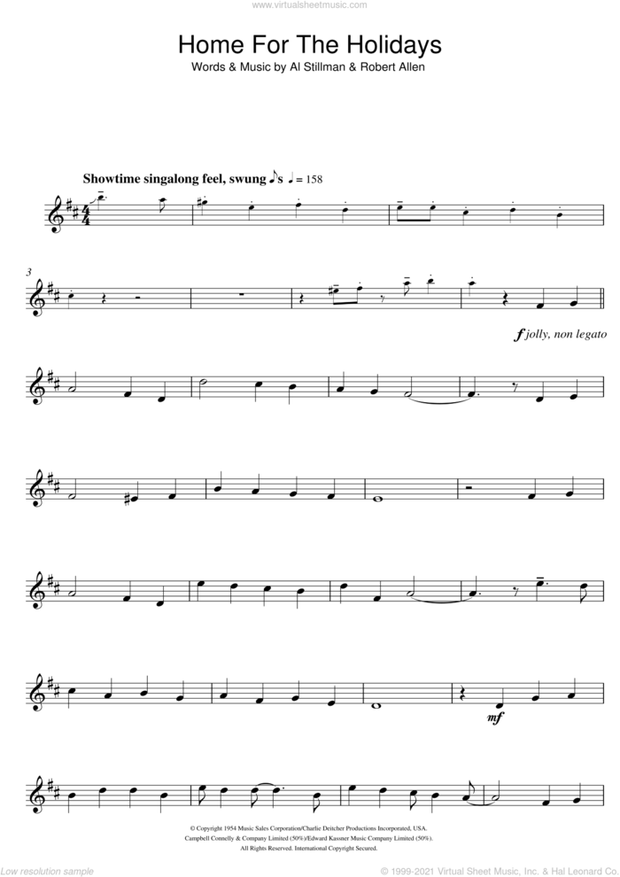 (There's No Place Like) Home For The Holidays sheet music for clarinet solo by Perry Como, Al Stillman and Robert Allen, intermediate skill level