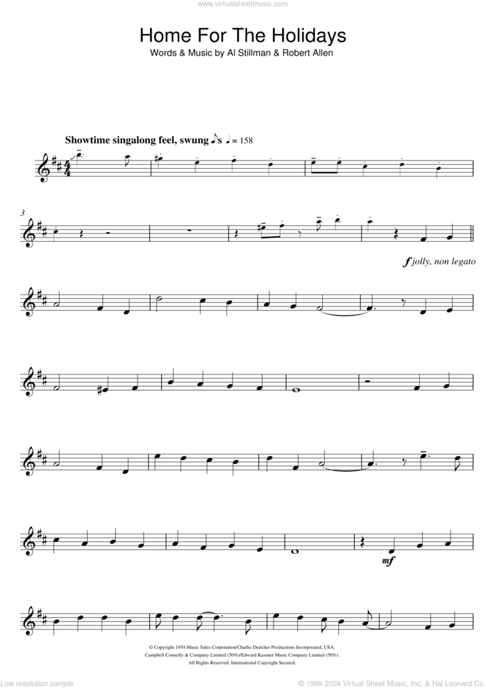 (There's No Place Like) Home For The Holidays sheet music for clarinet solo by Perry Como, Al Stillman and Robert Allen, intermediate skill level