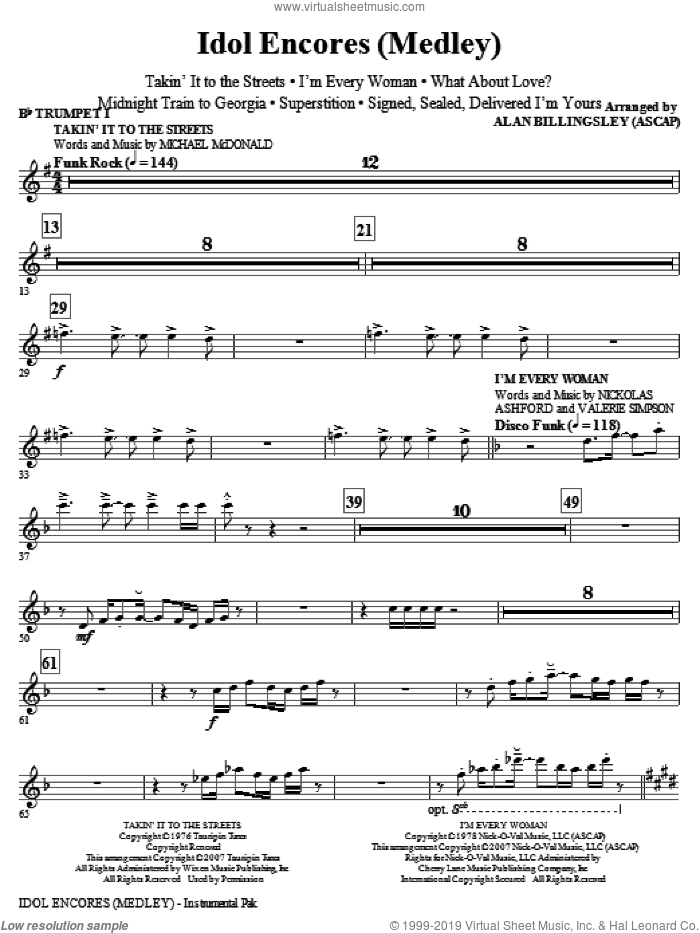 Idol Encores (Medley) (complete set of parts) sheet music for orchestra/band by Alan Billingsley, intermediate skill level