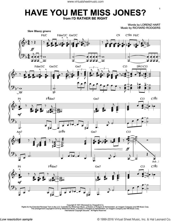 Have You Met Miss Jones? (arr. Brent Edstrom) sheet music for piano solo by Rodgers & Hart, Lorenz Hart and Richard Rodgers, intermediate skill level