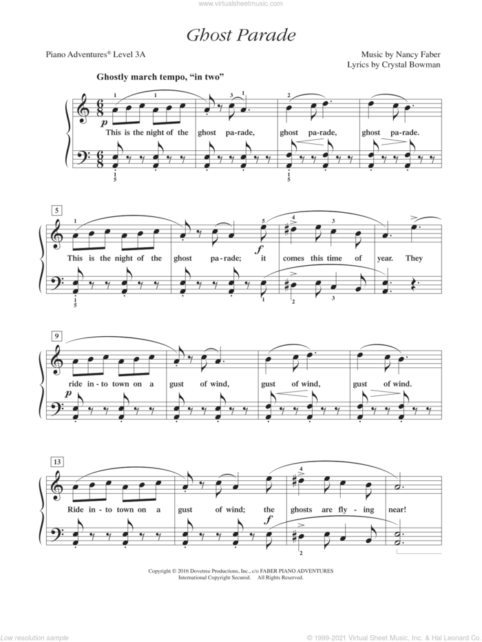 Ghost Parade sheet music for piano solo by Nancy Faber and Crystal Bowman, intermediate/advanced skill level