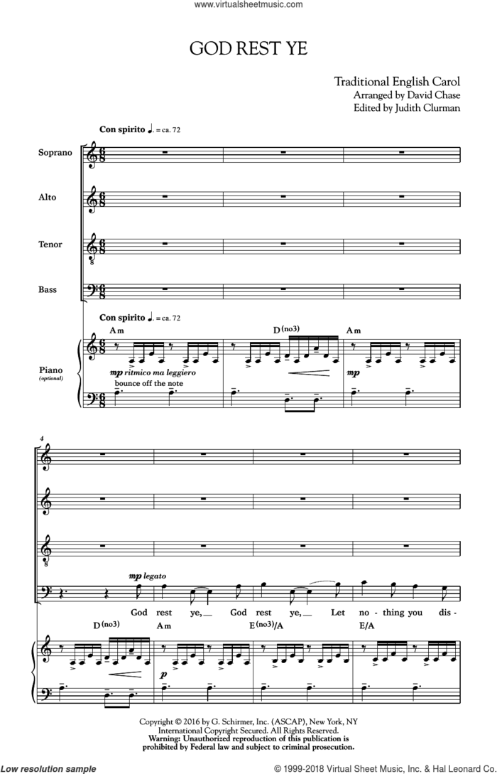 God Rest Ye sheet music for choir (SATB: soprano, alto, tenor, bass) by David Chase and Miscellaneous, intermediate skill level