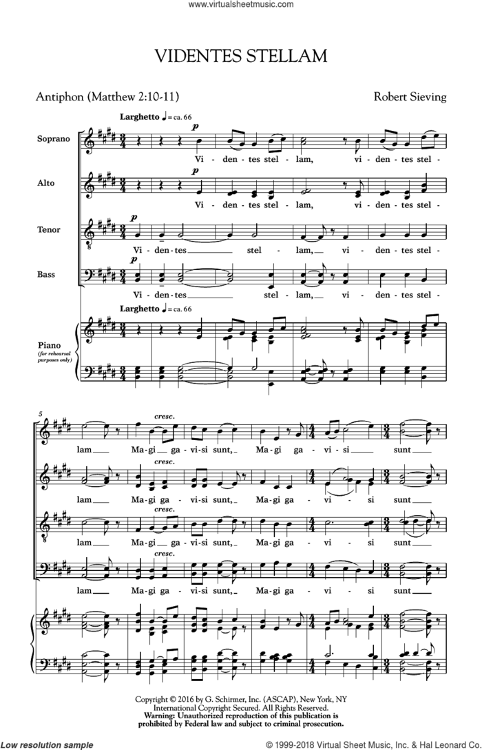 Videntes Stellam sheet music for choir (SATB: soprano, alto, tenor, bass) by Robert Sieving, intermediate skill level