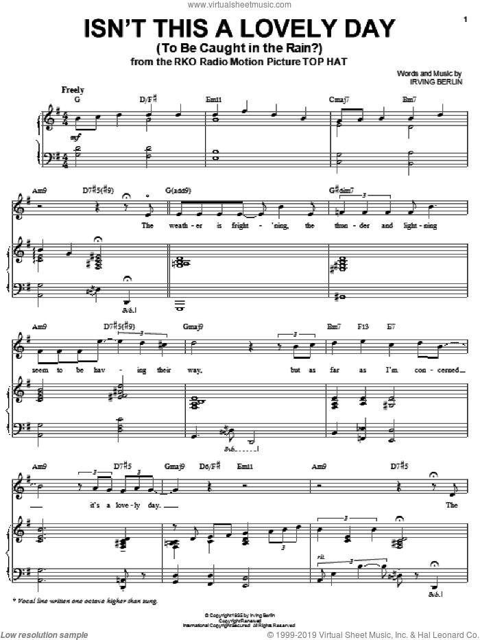 Isn't This A Lovely Day (To Be Caught In The Rain?) sheet music for voice and piano by Diana Krall and Irving Berlin, intermediate skill level