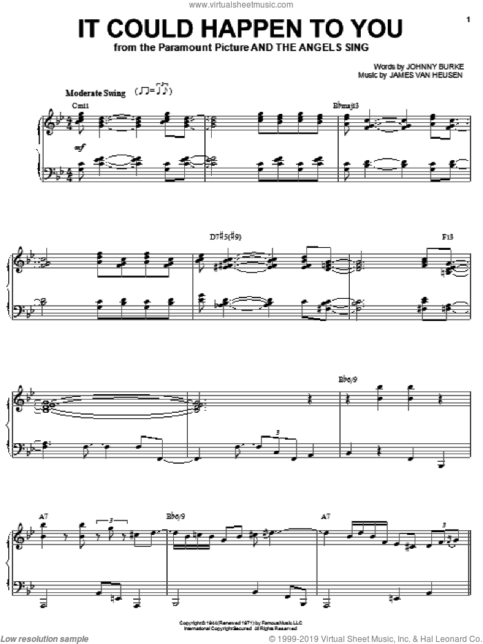 It Could Happen To You sheet music for voice and piano by Diana Krall, Jimmy van Heusen and John Burke, intermediate skill level