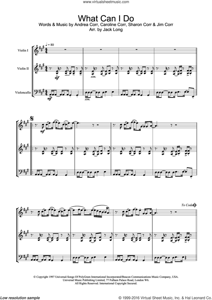 What Can I Do sheet music for violin solo by The Corrs, Andrea Corr, Caroline Corr, Jim Corr and Sharon Corr, intermediate skill level