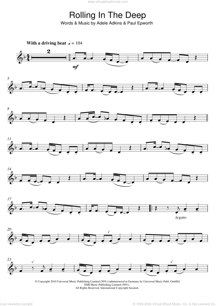 Rolling In The Deep sheet music (real book with lyrics) (PDF)