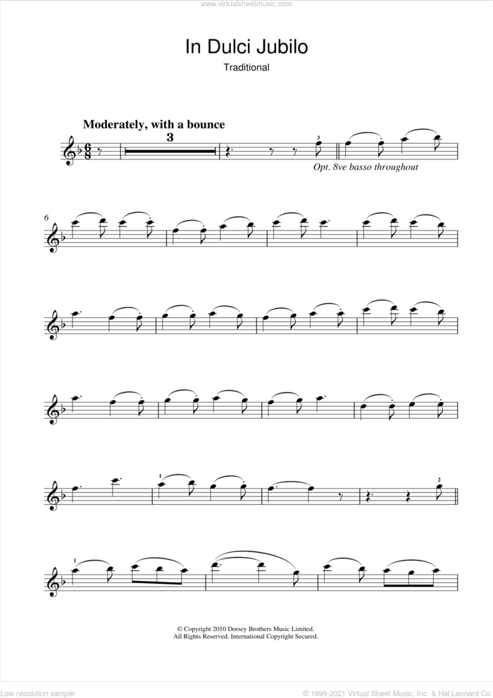 In Dulci Jubilo sheet music for violin solo, intermediate skill level