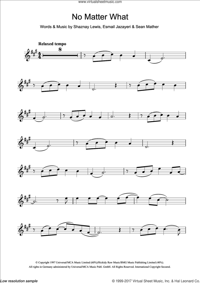 No Matter What (from Whistle Down The Wind) sheet music for clarinet solo by Boyzone, Andrew Lloyd Webber and Jim Steinman, intermediate skill level