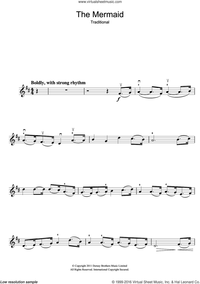 The Mermaid sheet music for violin solo, intermediate skill level