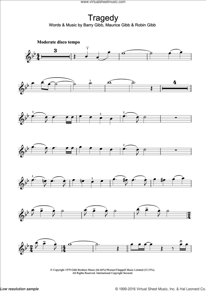 Tragedy sheet music for violin solo by Steps, intermediate skill level