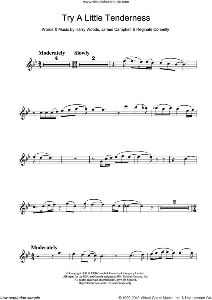 Try A Little Tenderness sheet music for flute solo by Otis Redding, The Commitments, Harry Woods, James Campbell and Reg Connelly, intermediate skill level