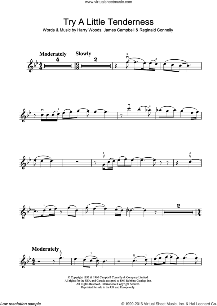 Try A Little Tenderness sheet music for violin solo by Otis Redding, The Commitments, Harry Woods, James Campbell and Reg Connelly, intermediate skill level