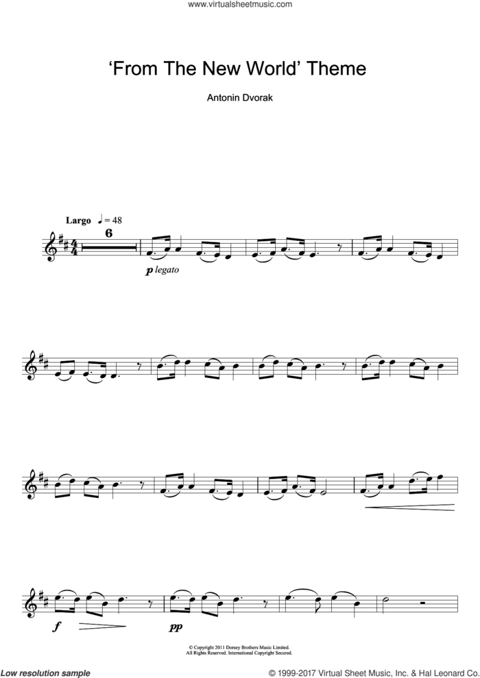 Largo (from The New World) sheet music for clarinet solo by Antonin Dvorak and Antonin Dvorak, classical score, intermediate skill level
