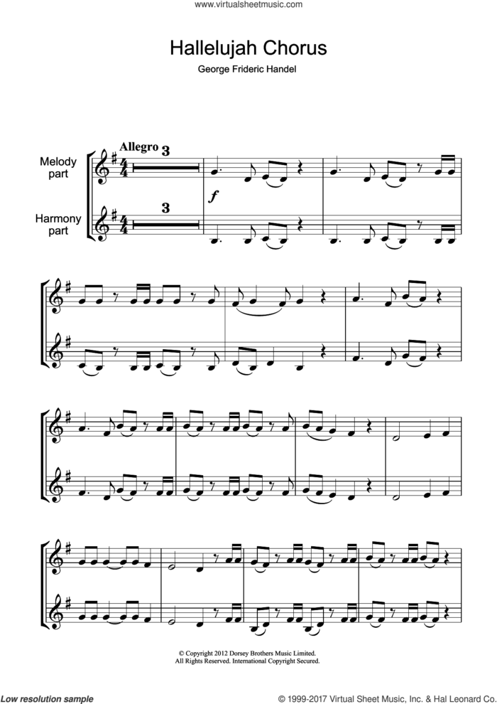 Hallelujah Chorus (from The Messiah) sheet music for clarinet solo by George Frideric Handel, classical score, intermediate skill level