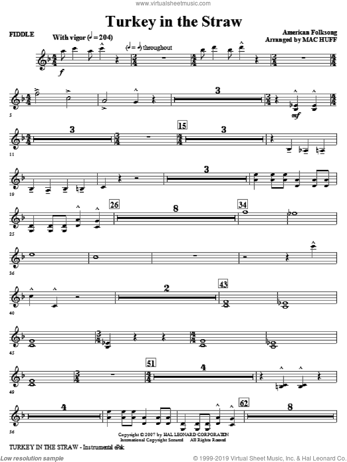 Turkey In The Straw (complete set of parts) sheet music for orchestra/band (Special) by Mac Huff and Miscellaneous, intermediate skill level