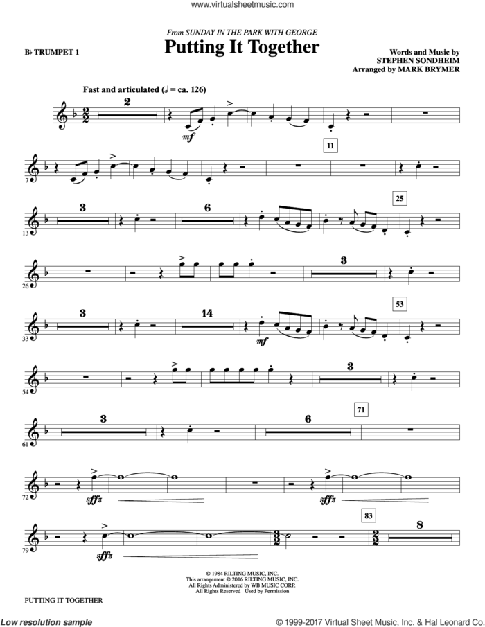 Putting It Together (complete set of parts) sheet music for orchestra/band by Mark Brymer, Barbra Streisand and Stephen Sondheim, intermediate skill level