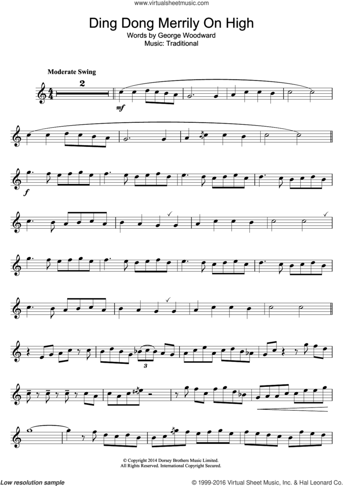 Ding Dong! Merrily On High sheet music for trumpet solo by George Woodward and Miscellaneous, intermediate skill level