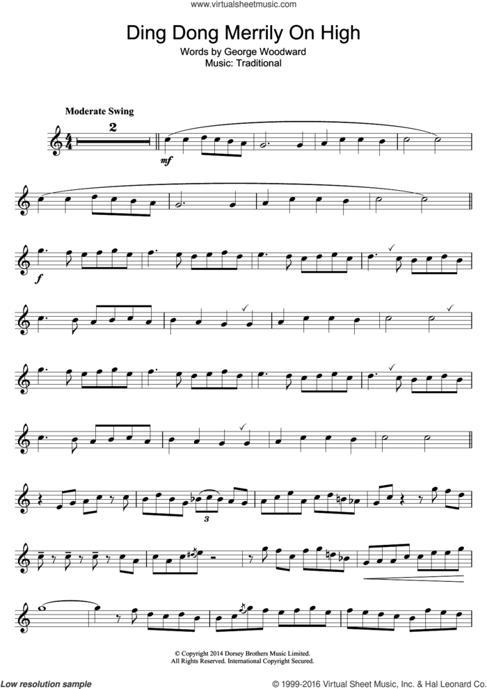 Ding Dong! Merrily On High sheet music for tenor saxophone solo by George Woodward and Miscellaneous, intermediate skill level
