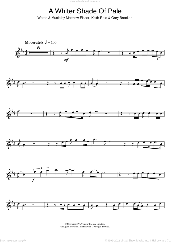 A Whiter Shade Of Pale sheet music for clarinet solo by Annie Lennox, Procol Harum, Gary Brooker, Keith Reid and Matthew Fisher, wedding score, intermediate skill level