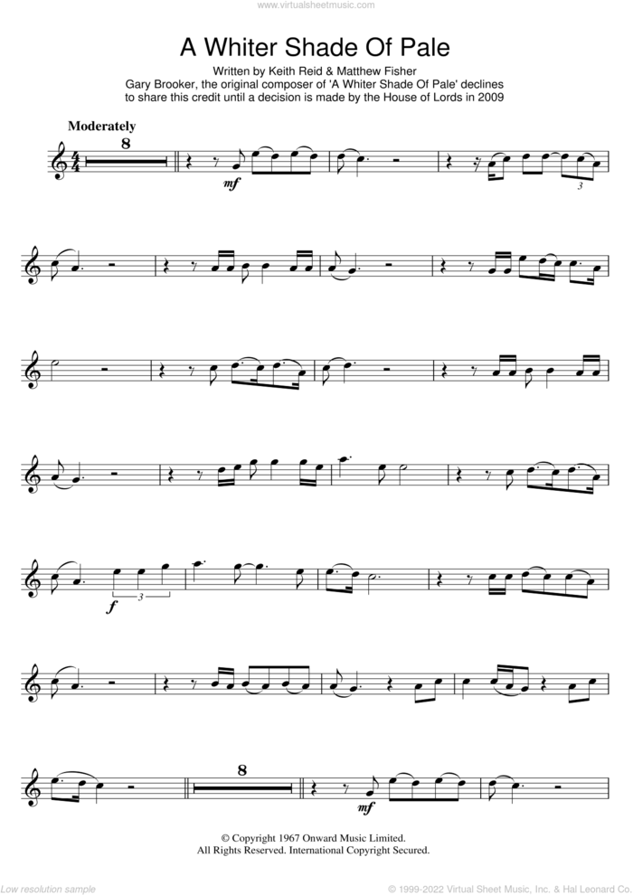 A Whiter Shade Of Pale sheet music for violin solo by Annie Lennox, Procol Harum, Gary Brooker, Keith Reid and Matthew Fisher, wedding score, intermediate skill level