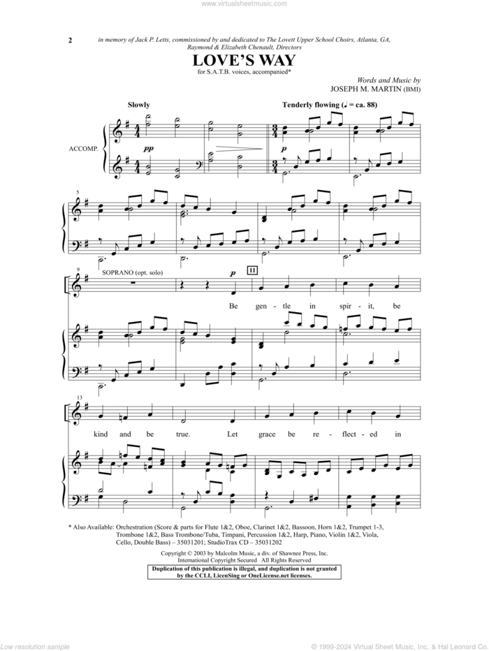 Love's Way sheet music for choir (SATB: soprano, alto, tenor, bass) by Joseph M. Martin, wedding score, intermediate skill level