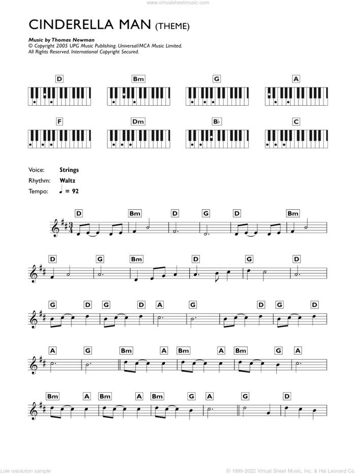 The Inside Out/Cinderella Man (theme from Cinderella Man) sheet music for piano solo (chords, lyrics, melody) by Thomas Newman, intermediate piano (chords, lyrics, melody)