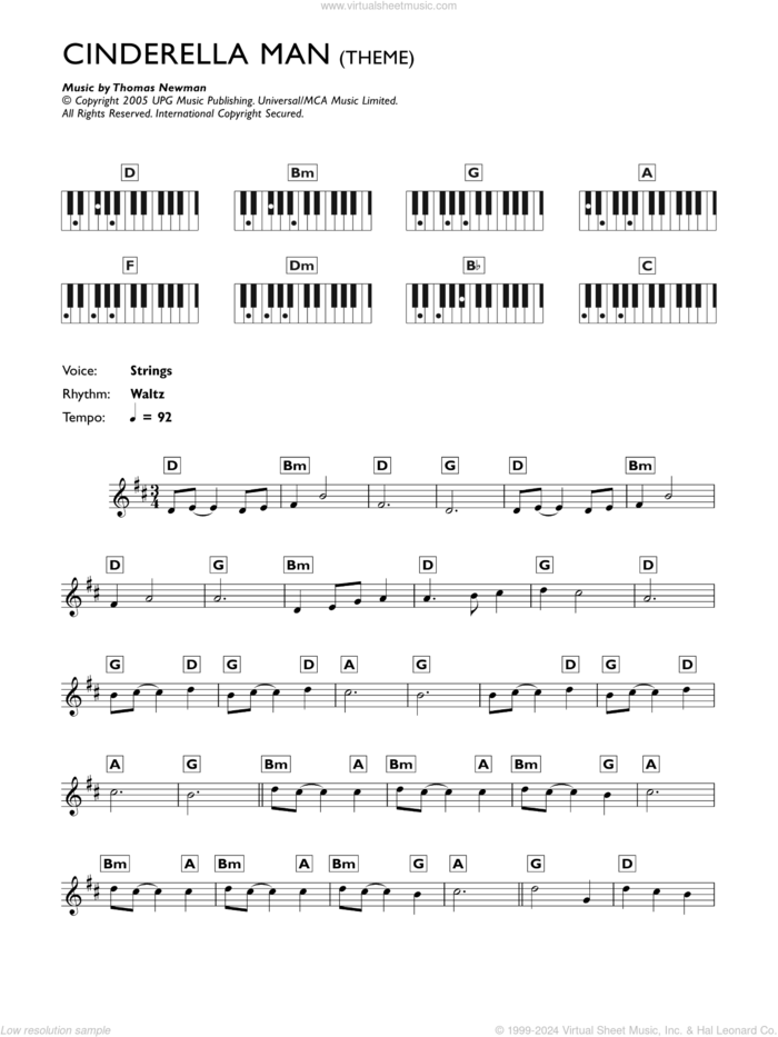 The Inside Out/Cinderella Man (theme from Cinderella Man) sheet music for piano solo (chords, lyrics, melody) by Thomas Newman, intermediate piano (chords, lyrics, melody)