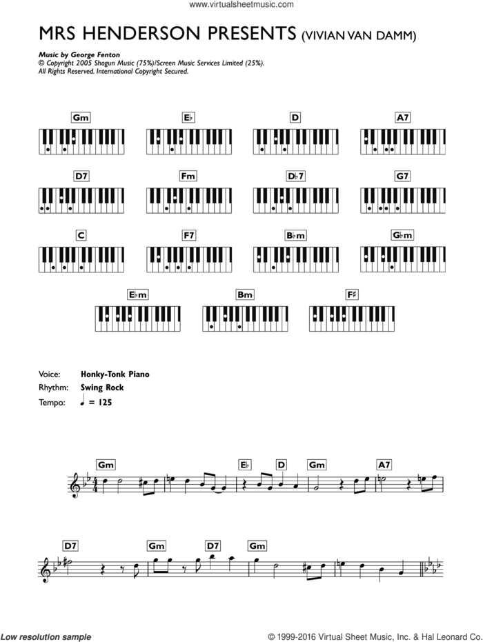 Vivian Van Damm sheet music for piano solo (chords, lyrics, melody) by George Fenton, intermediate piano (chords, lyrics, melody)