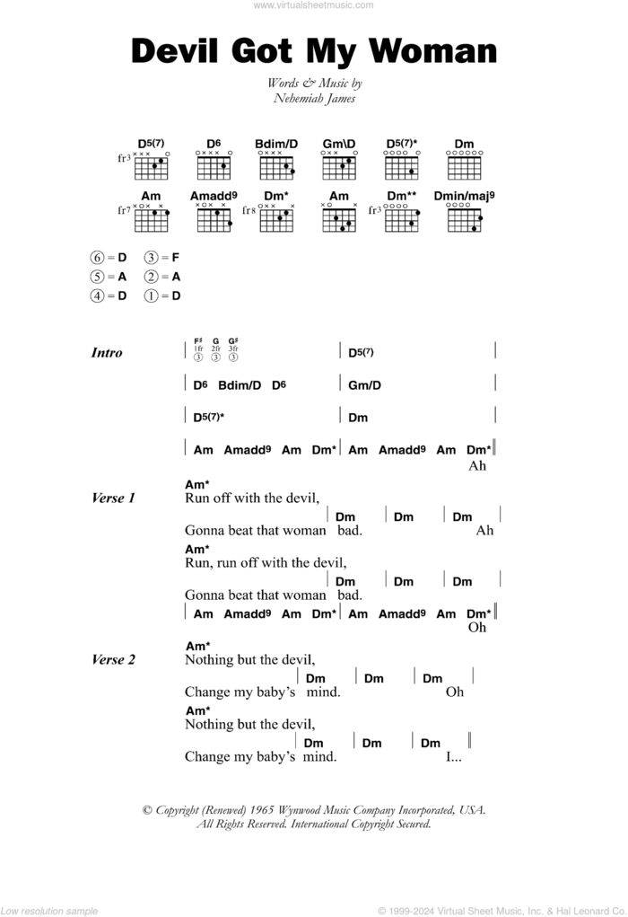 Devil Got My Woman sheet music for guitar (chords) by Skip James and Nehemiah James, intermediate skill level