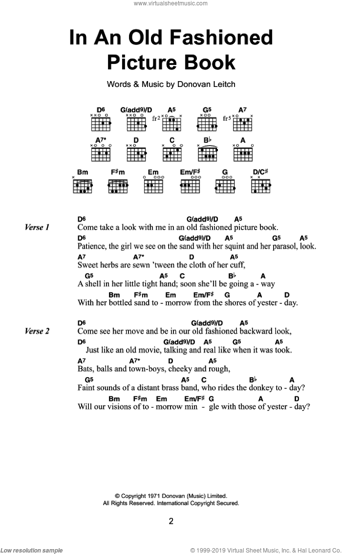 In An Old Fashioned Picture Book sheet music for guitar (chords) by Walter Donovan and Donovan Leitch, intermediate skill level