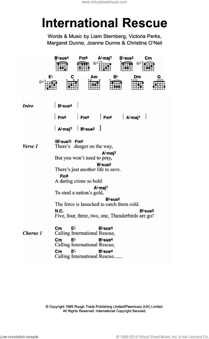International Rescue sheet music for guitar (chords) by Fuzzbox, Joanne Dunne, Liam Sternberg, Margaret Dunne and Victoria Perks, intermediate skill level