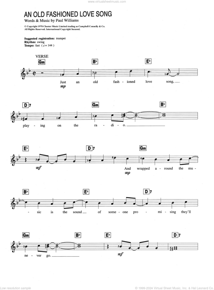 An Old Fashioned Love Song sheet music for piano solo (chords, lyrics, melody) by Carpenters and Paul Williams, intermediate piano (chords, lyrics, melody)