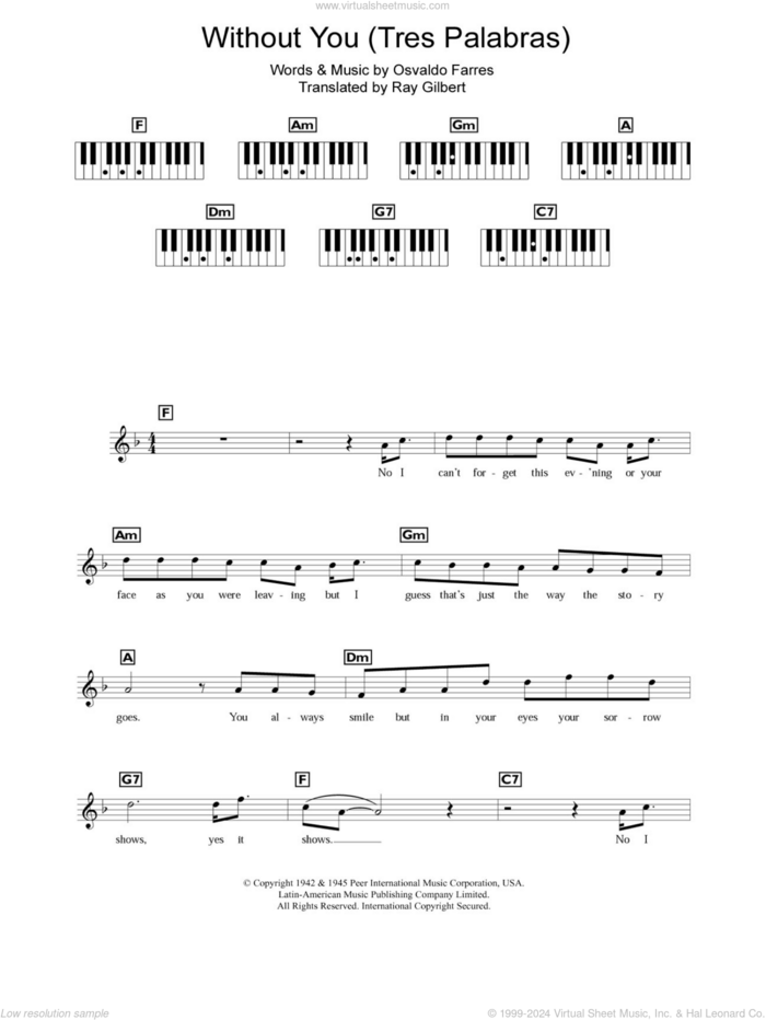 Without You (Tres Palabras) sheet music for piano solo (chords, lyrics, melody) by Mariah Carey and Osvaldo Farres, intermediate piano (chords, lyrics, melody)
