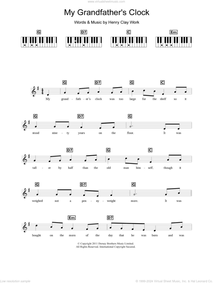 Work My Grandfather's Clock sheet music for piano solo (chords