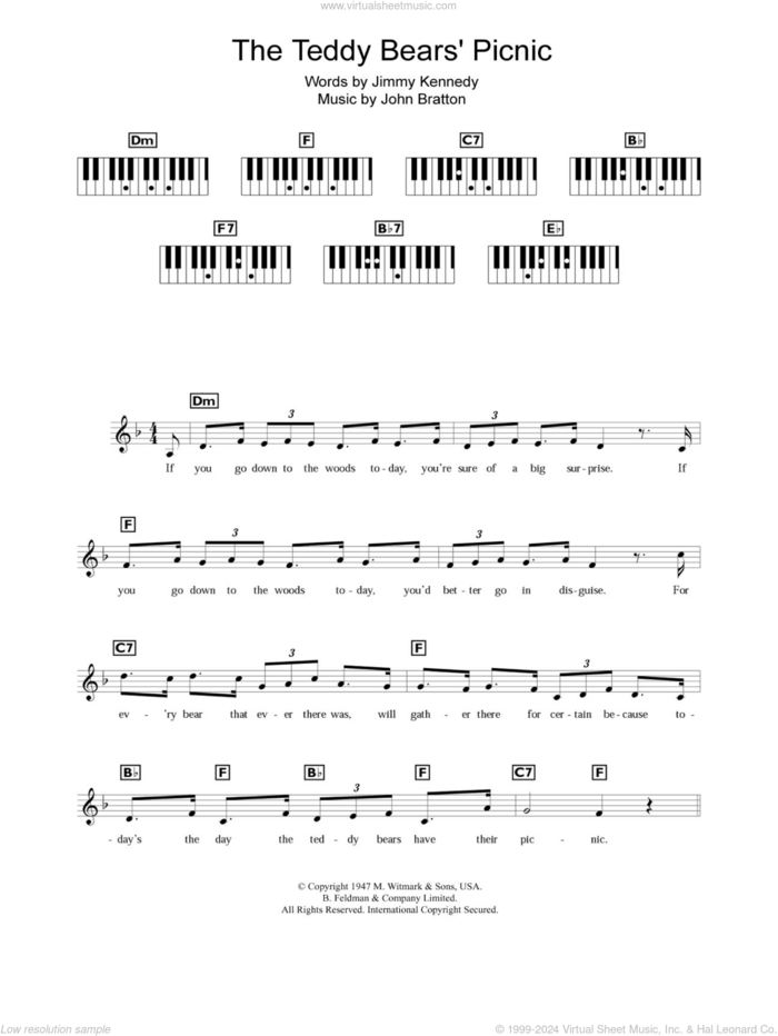 The Teddy Bears' Picnic sheet music for piano solo (chords, lyrics, melody) by John Bratton and Jimmy Kennedy, intermediate piano (chords, lyrics, melody)