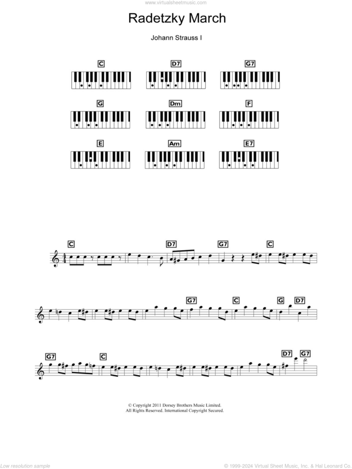 Radetzky March Op. 228 sheet music for piano solo (chords, lyrics, melody) by Johann Strauss, classical score, intermediate piano (chords, lyrics, melody)