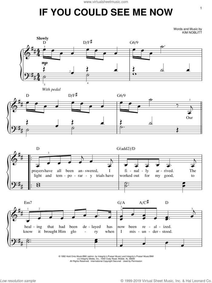If You Could See Me Now sheet music for piano solo by Kim Noblitt, easy skill level