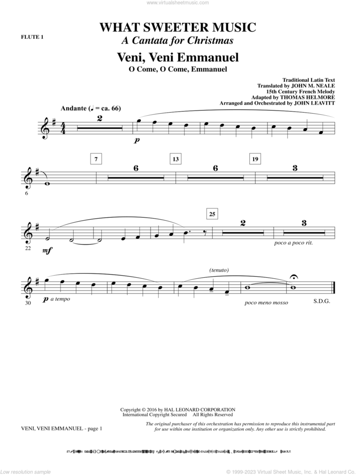 What Sweeter Music (A Cantata For Christmas) sheet music for orchestra/band (flute  1) by John Leavitt and Robert Herrick, intermediate skill level