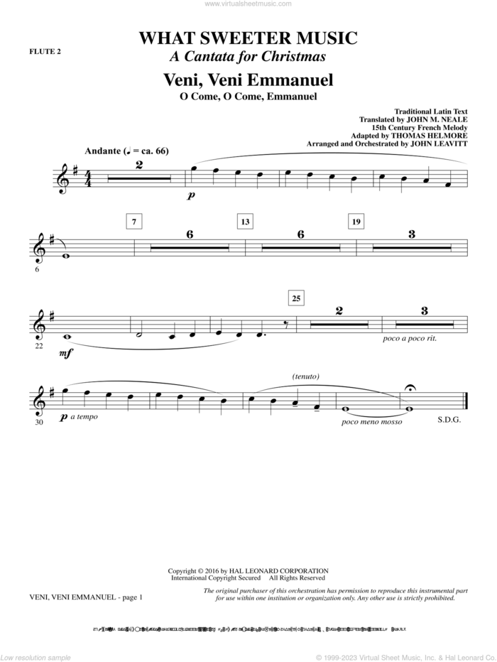 What Sweeter Music (A Cantata For Christmas) sheet music for orchestra/band (flute 2) by John Leavitt and Robert Herrick, intermediate skill level
