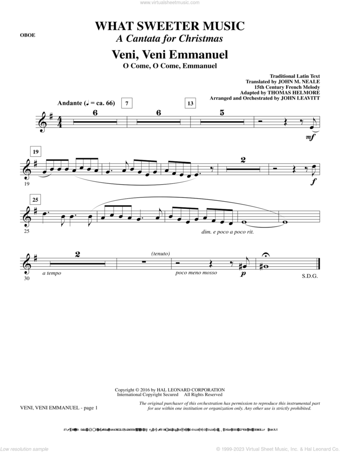What Sweeter Music (A Cantata For Christmas) sheet music for orchestra/band (oboe) by John Leavitt and Robert Herrick, intermediate skill level