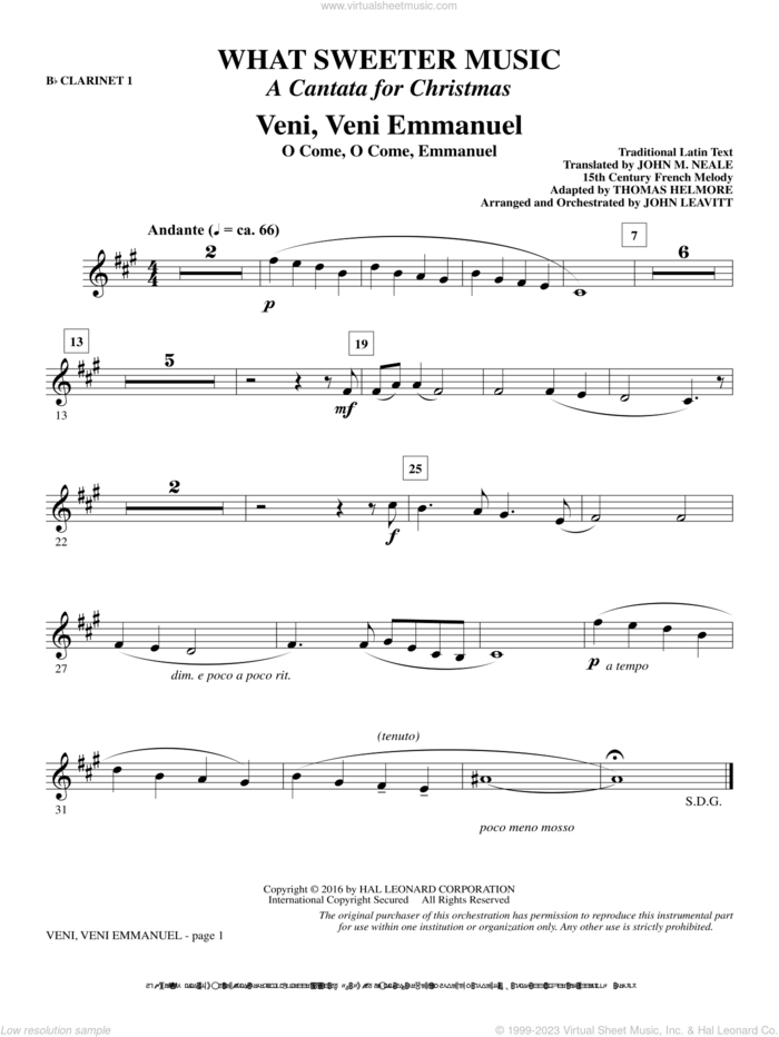 What Sweeter Music (A Cantata For Christmas) sheet music for orchestra/band (bb/a clarinet 1) by John Leavitt and Robert Herrick, intermediate skill level