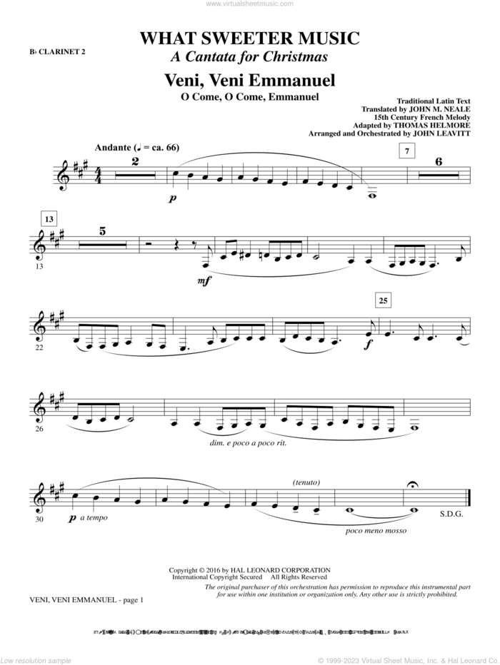 What Sweeter Music (A Cantata For Christmas) sheet music for orchestra/band (bb/a clarinet 2) by John Leavitt and Robert Herrick, intermediate skill level
