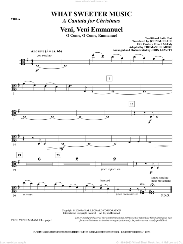 What Sweeter Music (A Cantata For Christmas) sheet music for orchestra/band (viola) by John Leavitt and Robert Herrick, intermediate skill level