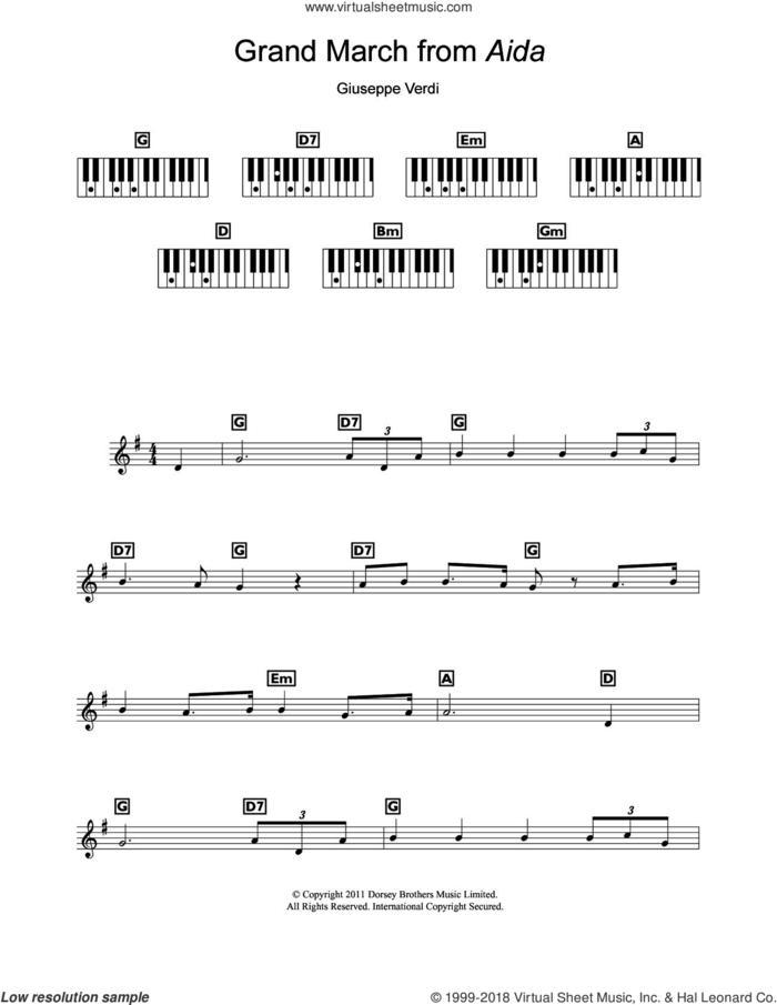Grand March (from Aida) sheet music for piano solo (chords, lyrics, melody) by Giuseppe Verdi, classical score, intermediate piano (chords, lyrics, melody)