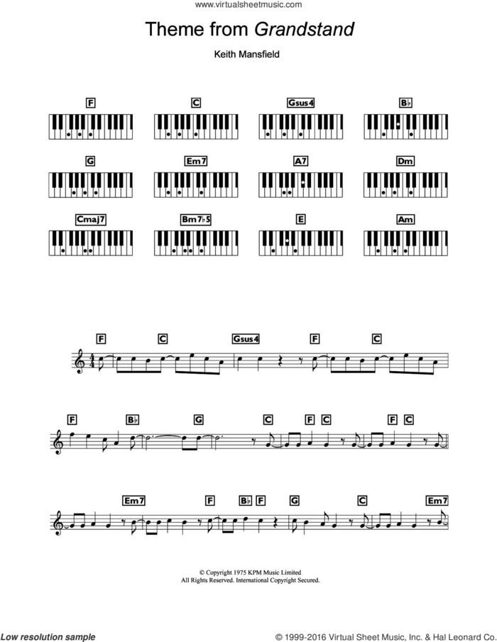 Theme from Grandstand sheet music for piano solo (chords, lyrics, melody) by Keith Mansfield, intermediate piano (chords, lyrics, melody)