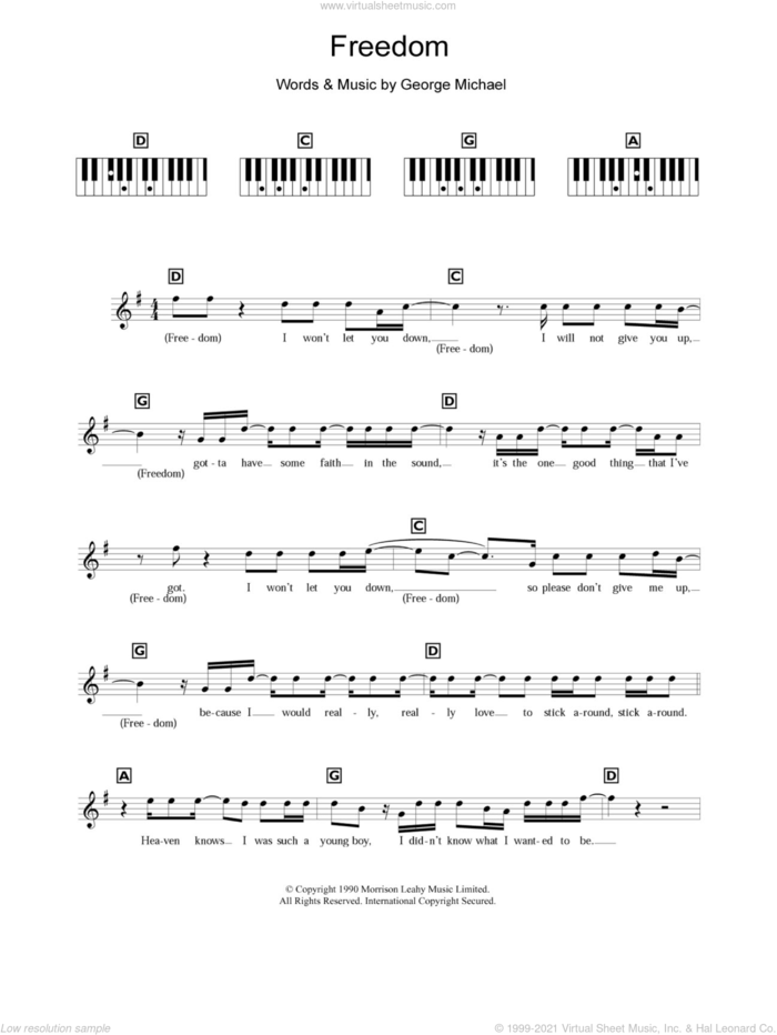 Freedom '90 sheet music for piano solo (chords, lyrics, melody) by Robbie Williams and George Michael, intermediate piano (chords, lyrics, melody)